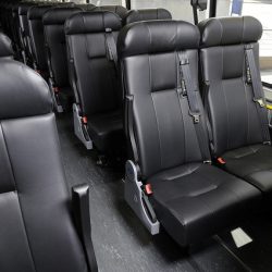 Seats inside Greyhound bus (USA).