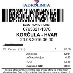 Jadrolinija electronic ticket example