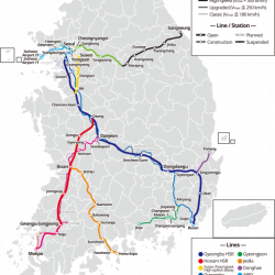 Korea KTX high speed rail map 2018