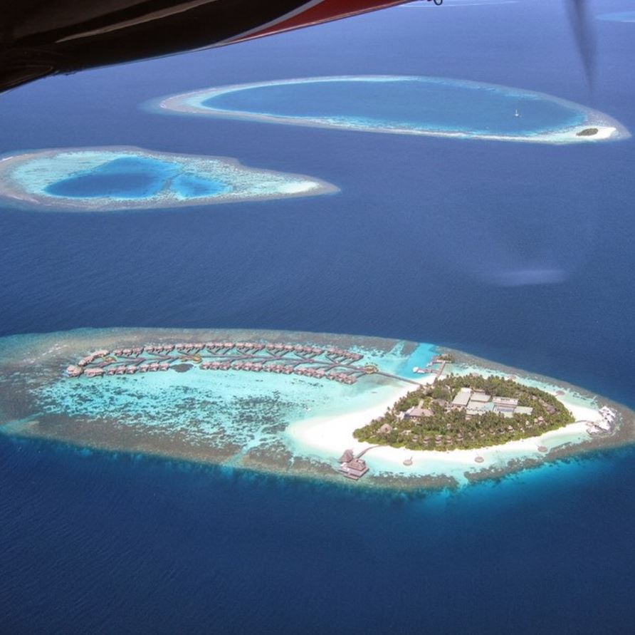 View of W Retreat and Spa Maldives from seaplane