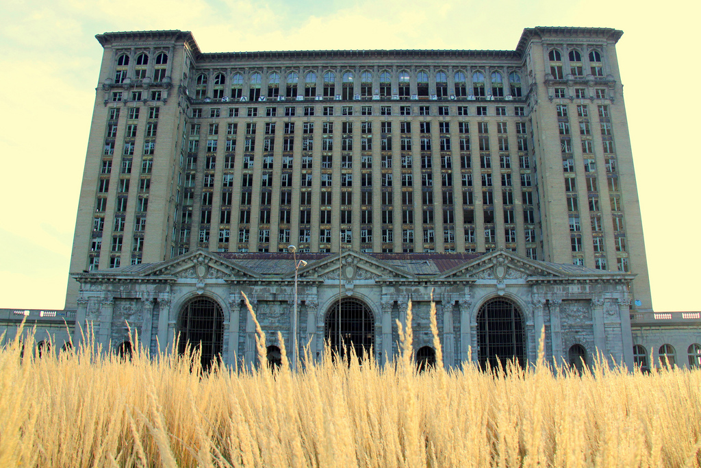 The abandoned once majestic Michigan Central Station building, Detroit