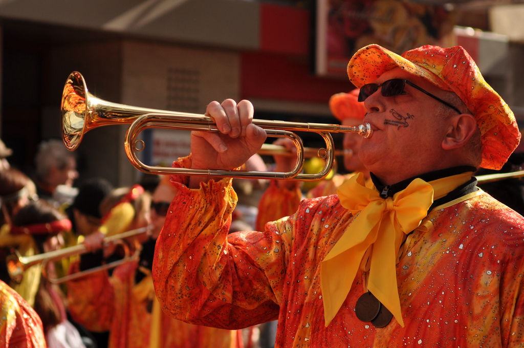 Trumpeter musicians at Cologne Carnival Germany
