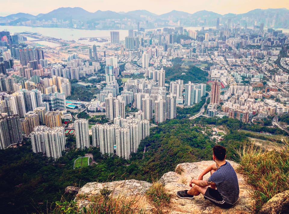 Tommy Walker on top of Lion's Rock Hong Kong
