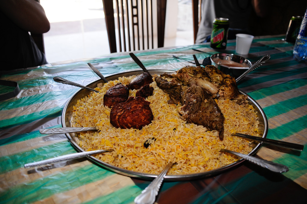 Slowcooked meat and rice in Oman