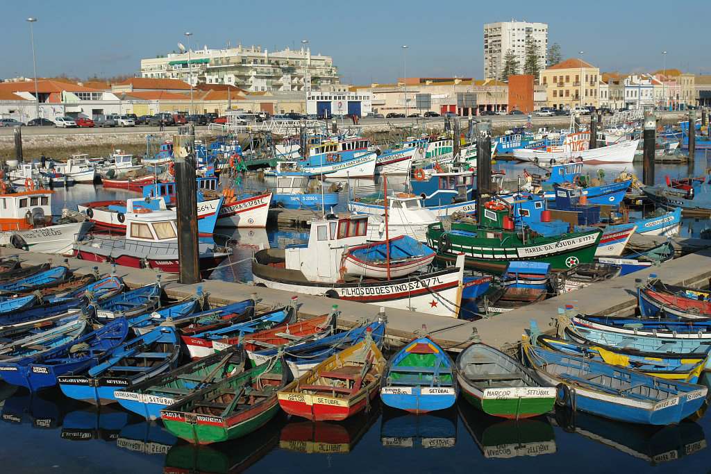 Fishing boats in Setúbal harbour, Portugal