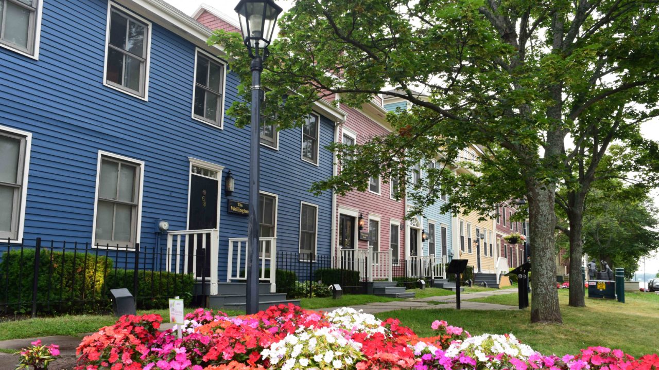 Colourful houses of the Great George Hotel Prince Edward Island Canada
